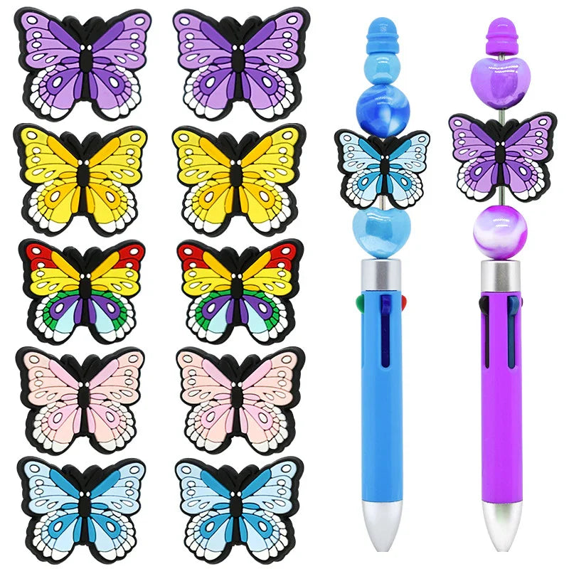 Colorful butterfly beaded DIY scattered beads | Silicone Focal Bead for DIY Keychain & Pen Wrap