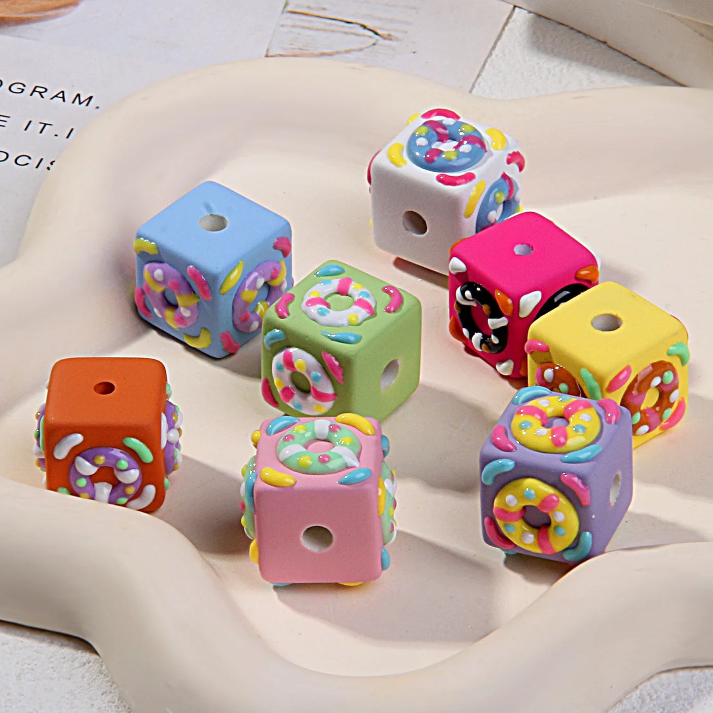 Swimming Ring Square Hand-painted Beads Scattered Beads Painted Beads
