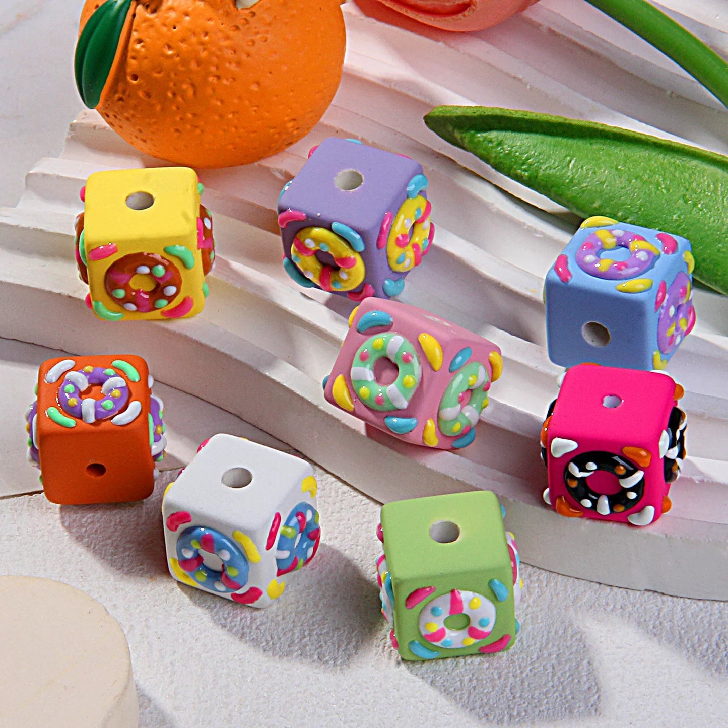 Swimming Ring Square Hand-painted Beads Scattered Beads Painted Beads