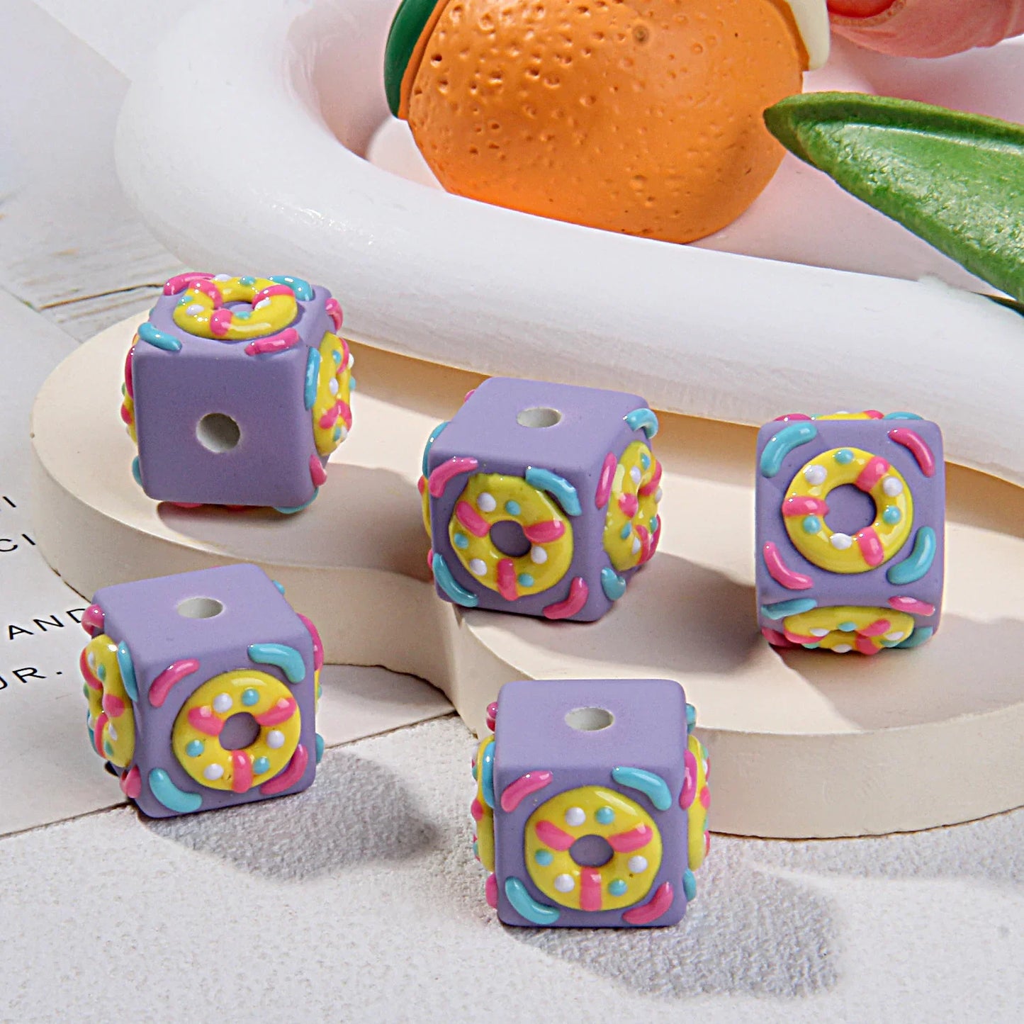 Swimming Ring Square Hand-painted Beads Scattered Beads Painted Beads