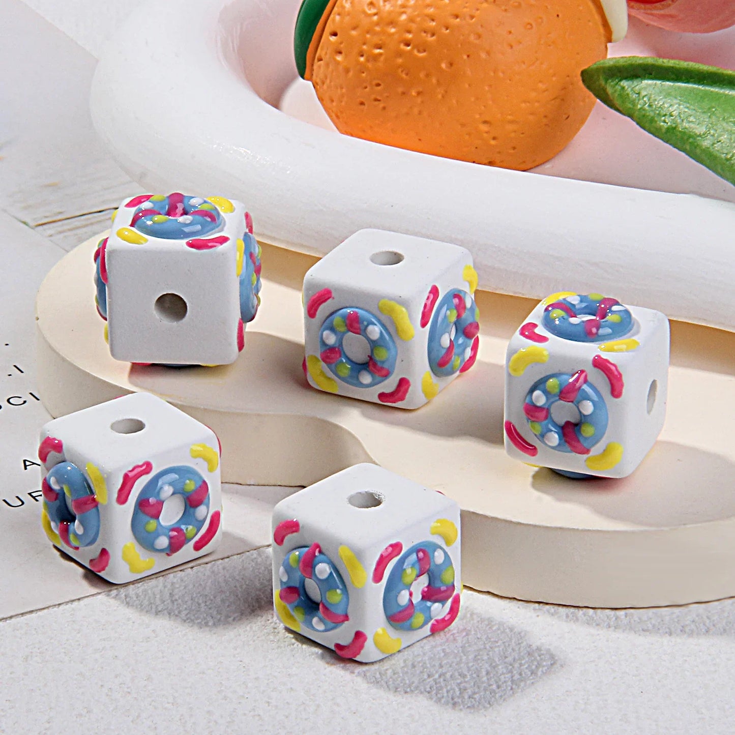 Swimming Ring Square Hand-painted Beads Scattered Beads Painted Beads