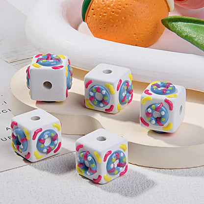 Swimming Ring Square Hand-painted Beads Scattered Beads Painted Beads