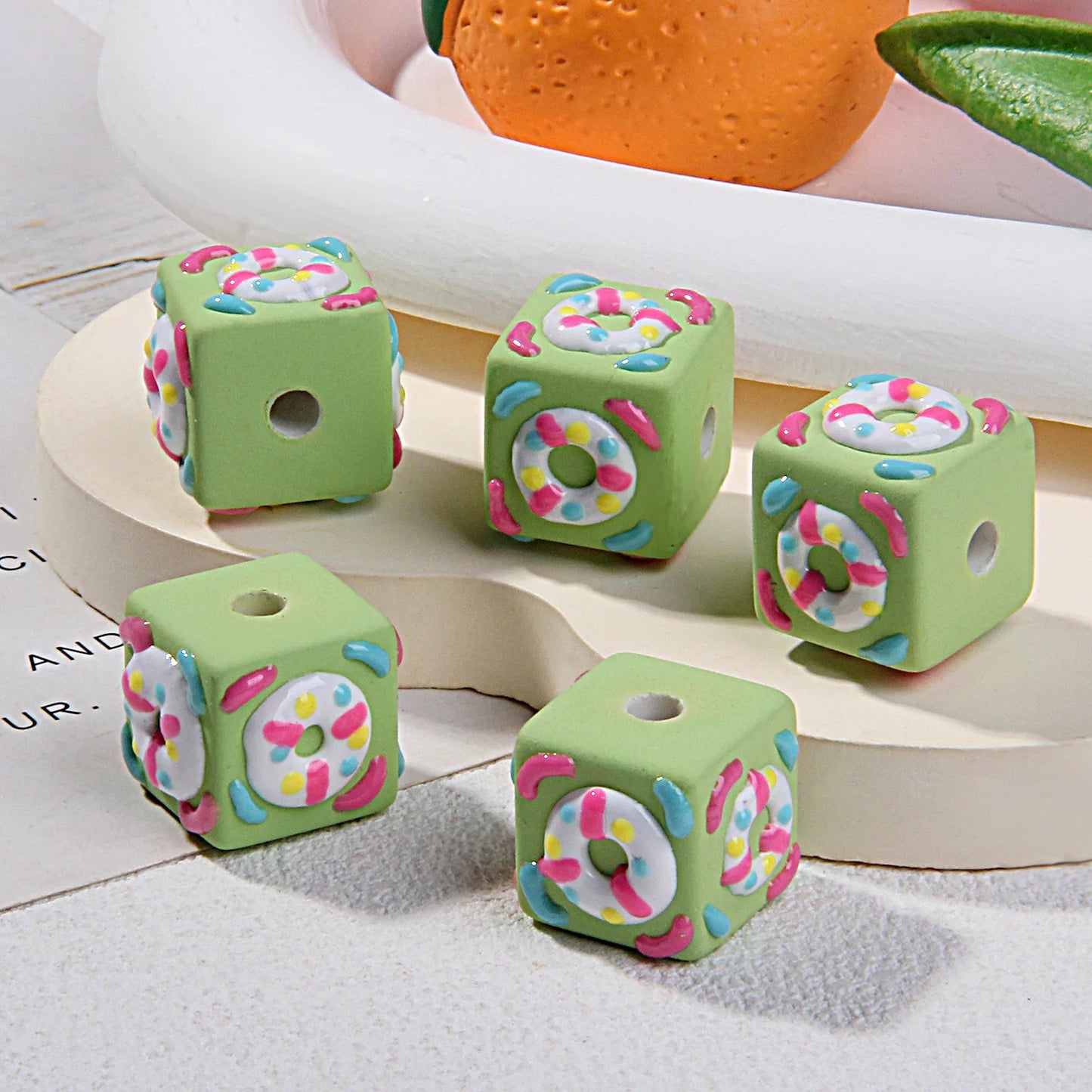 Swimming Ring Square Hand-painted Beads Scattered Beads Painted Beads