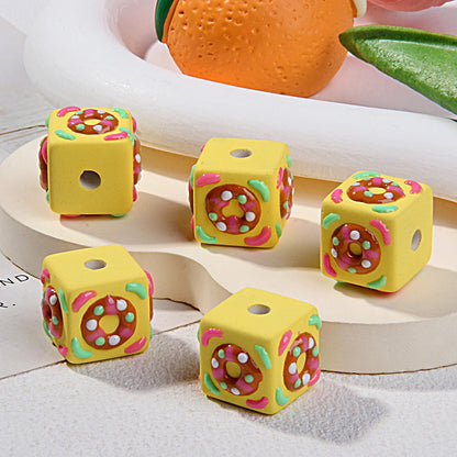 Swimming Ring Square Hand-painted Beads Scattered Beads Painted Beads
