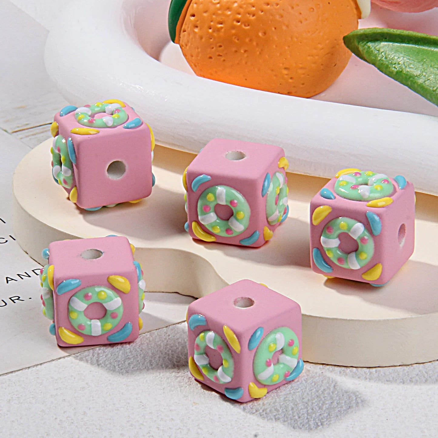 Swimming Ring Square Hand-painted Beads Scattered Beads Painted Beads