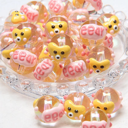 Hand-painted Beads Cartoon Duck Chick Beads Loose Beads