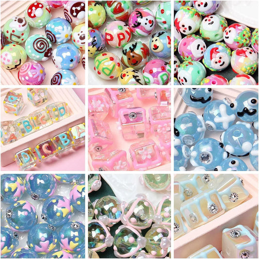 Hand Painted Beads Halloween and Christmas Acrylic Beads