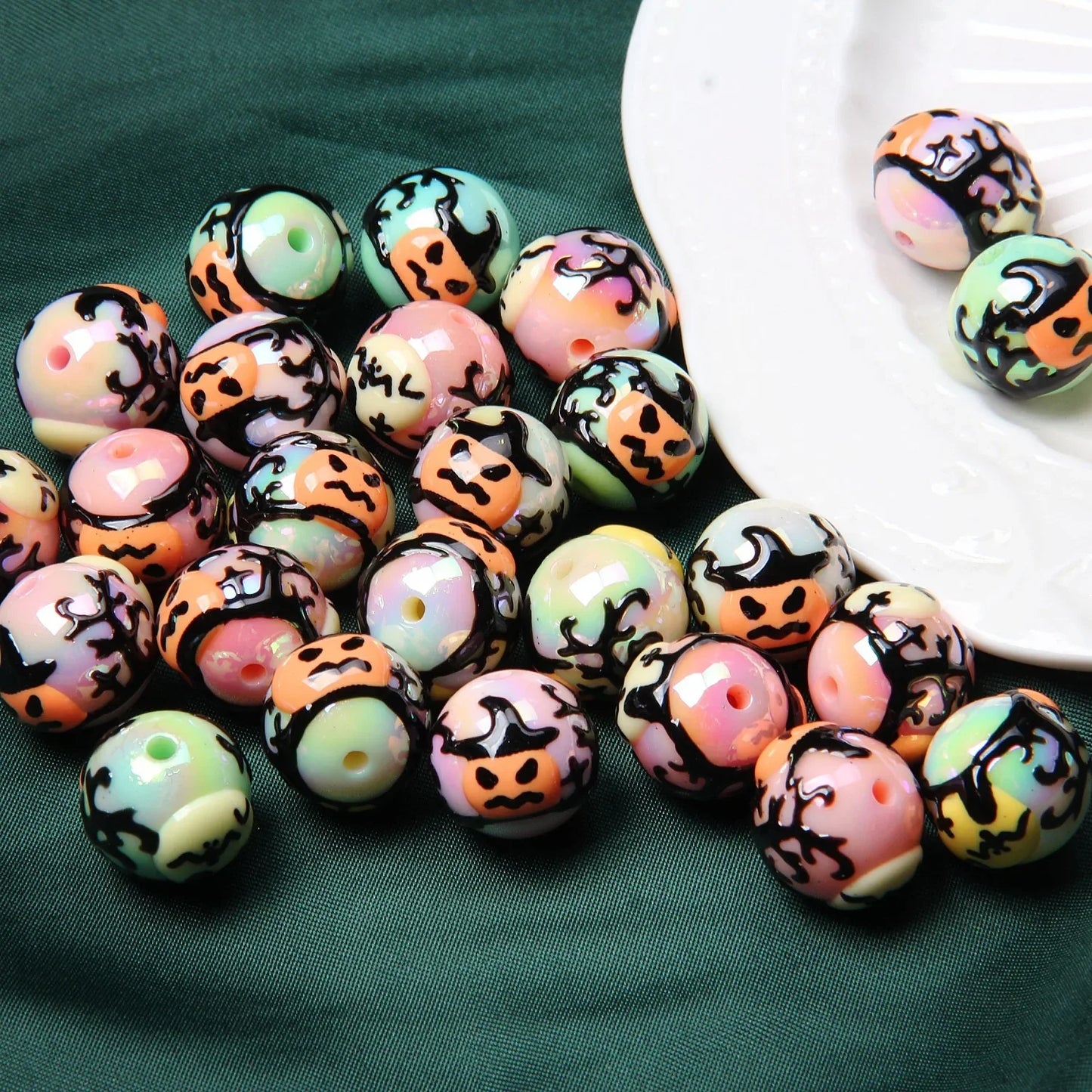 Hand Painted Beads Halloween and Christmas Acrylic Beads