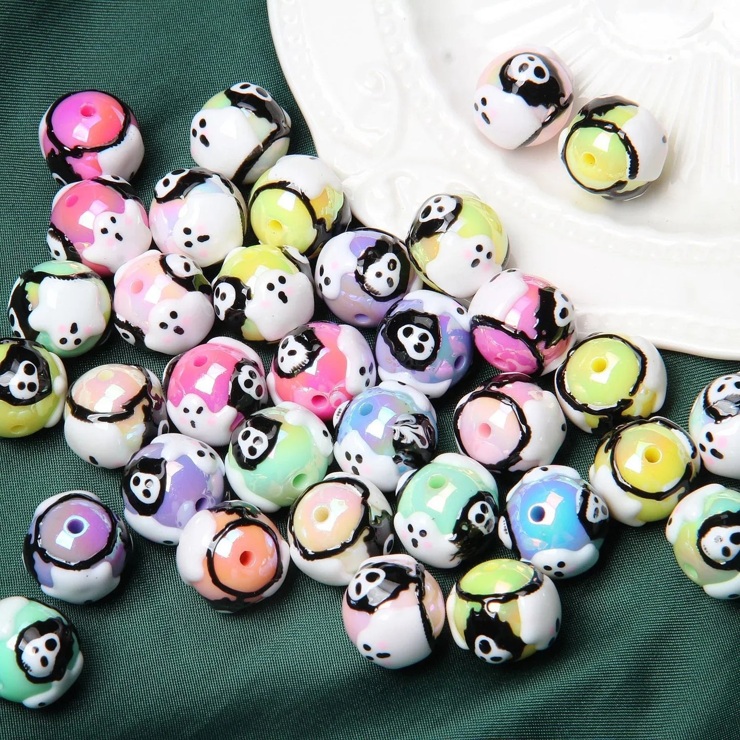 Hand Painted Beads Halloween and Christmas Acrylic Beads