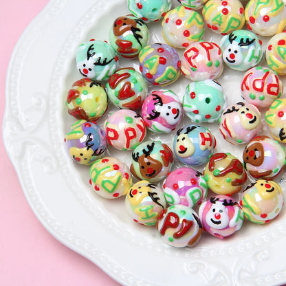 Hand Painted Beads Halloween and Christmas Acrylic Beads