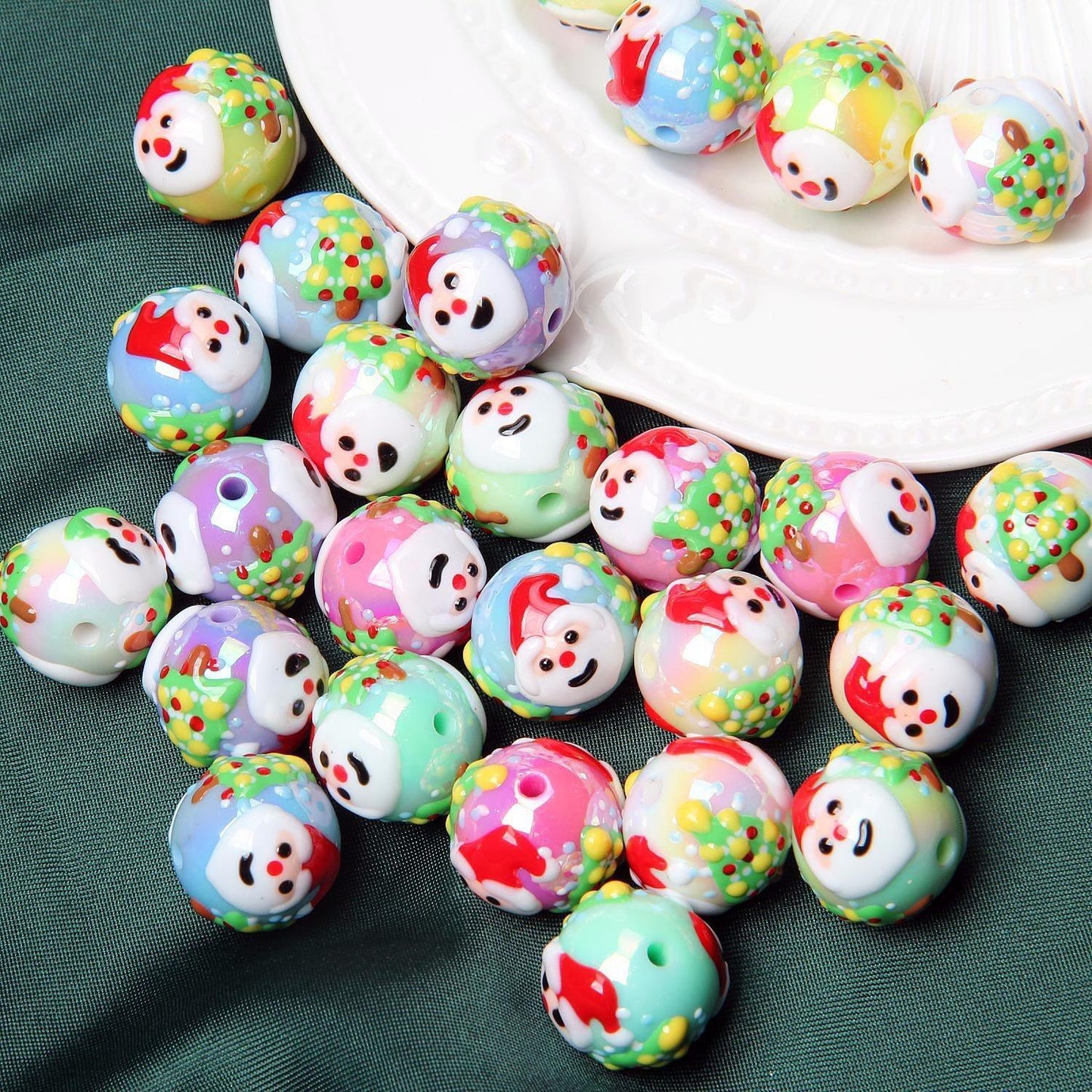 Hand Painted Beads Halloween and Christmas Acrylic Beads