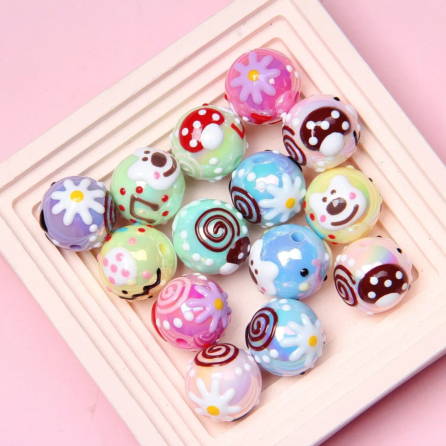 Hand Painted Beads Halloween and Christmas Acrylic Beads