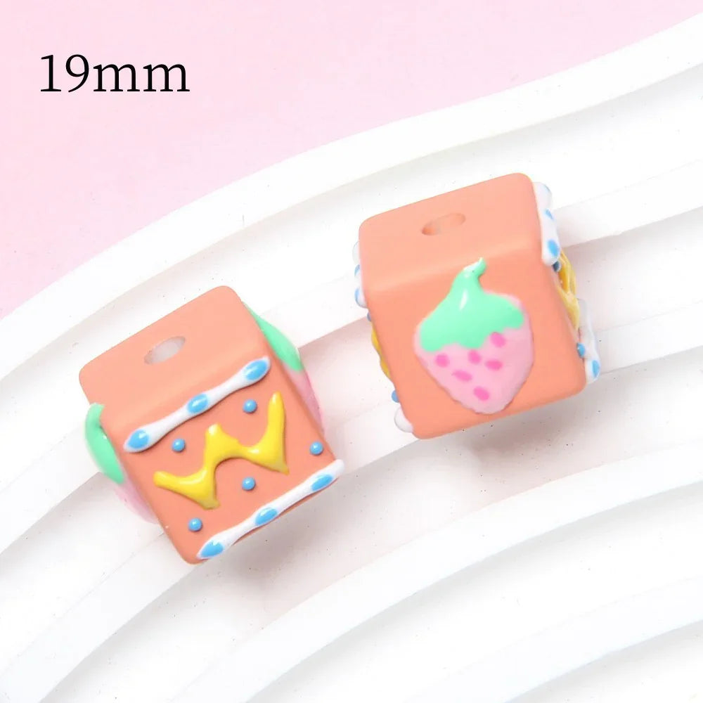 Four-sided Hand-painted Beads DIY Beaded Cartoon Christmas Painted Beads