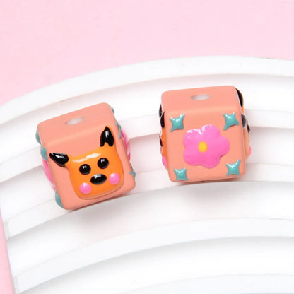 Four-sided Hand-painted Beads DIY Beaded Cartoon Christmas Painted Beads
