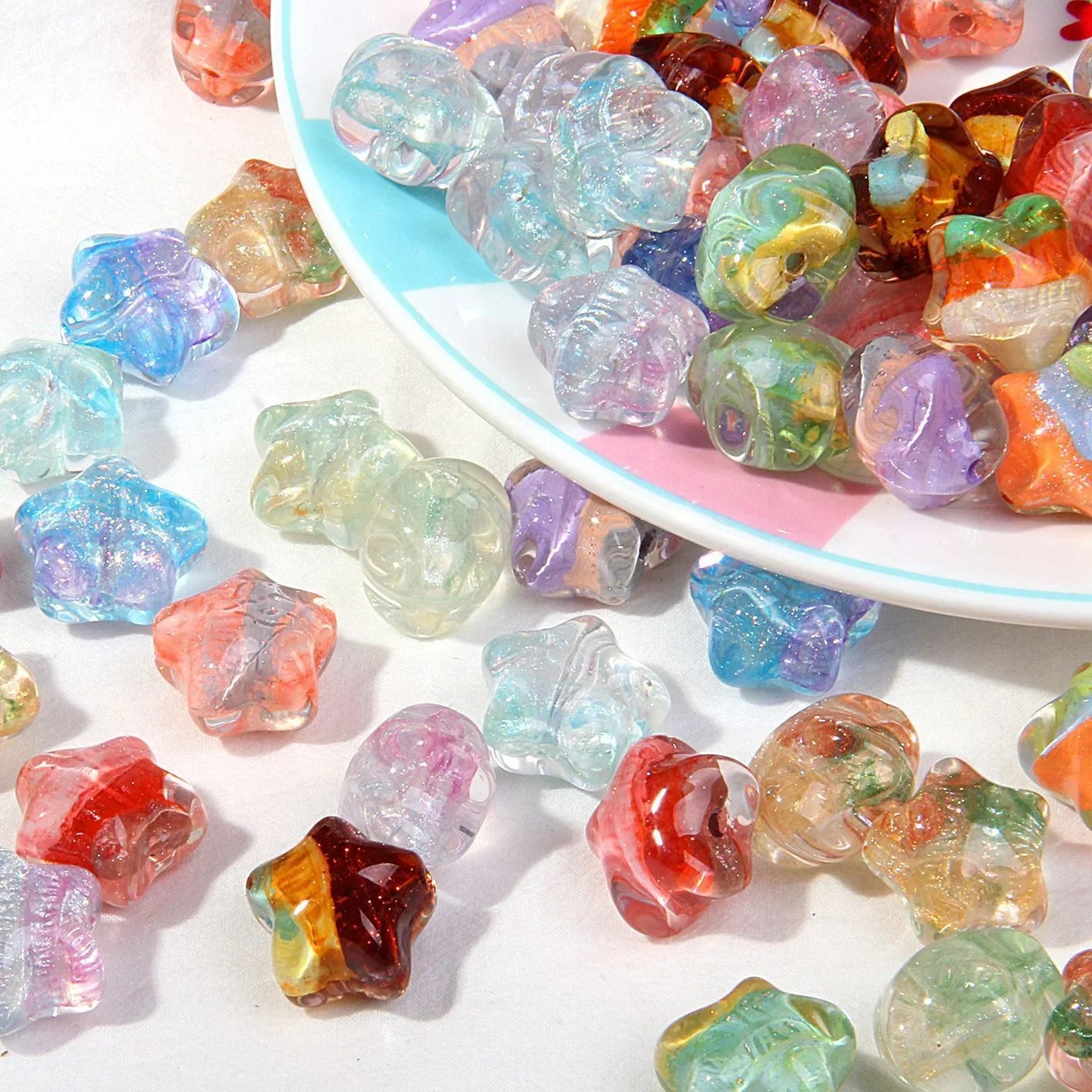 High-end Oil Painting Style Five-pointed Star Acrylic Beads