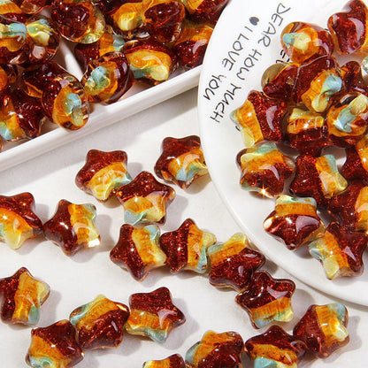 High-end Oil Painting Style Five-pointed Star Acrylic Beads