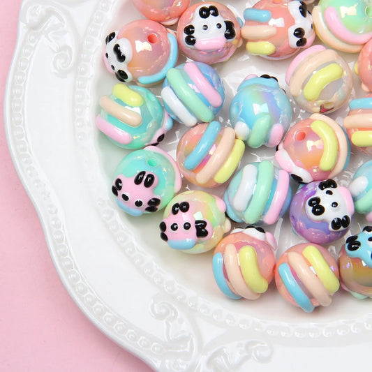 16MM Cream Color Dopamine Hand-painted Beads Round Beads Acrylic Beads