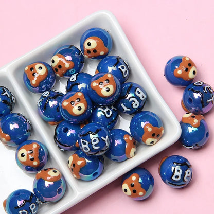 16MM Colorful Bear Hand-painted Beads Acrylic Beads