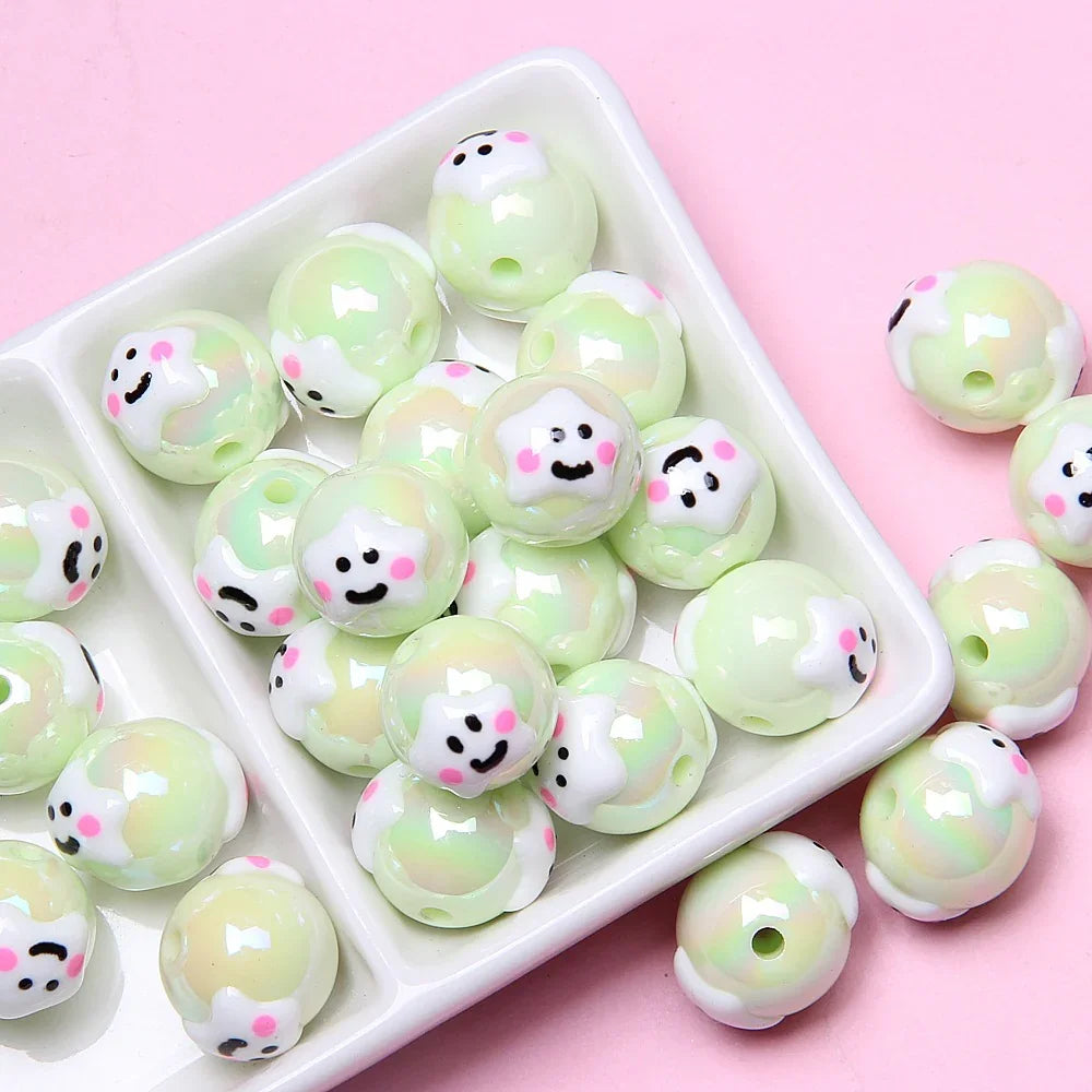 16MM Colorful Bear Hand-painted Beads Acrylic Beads