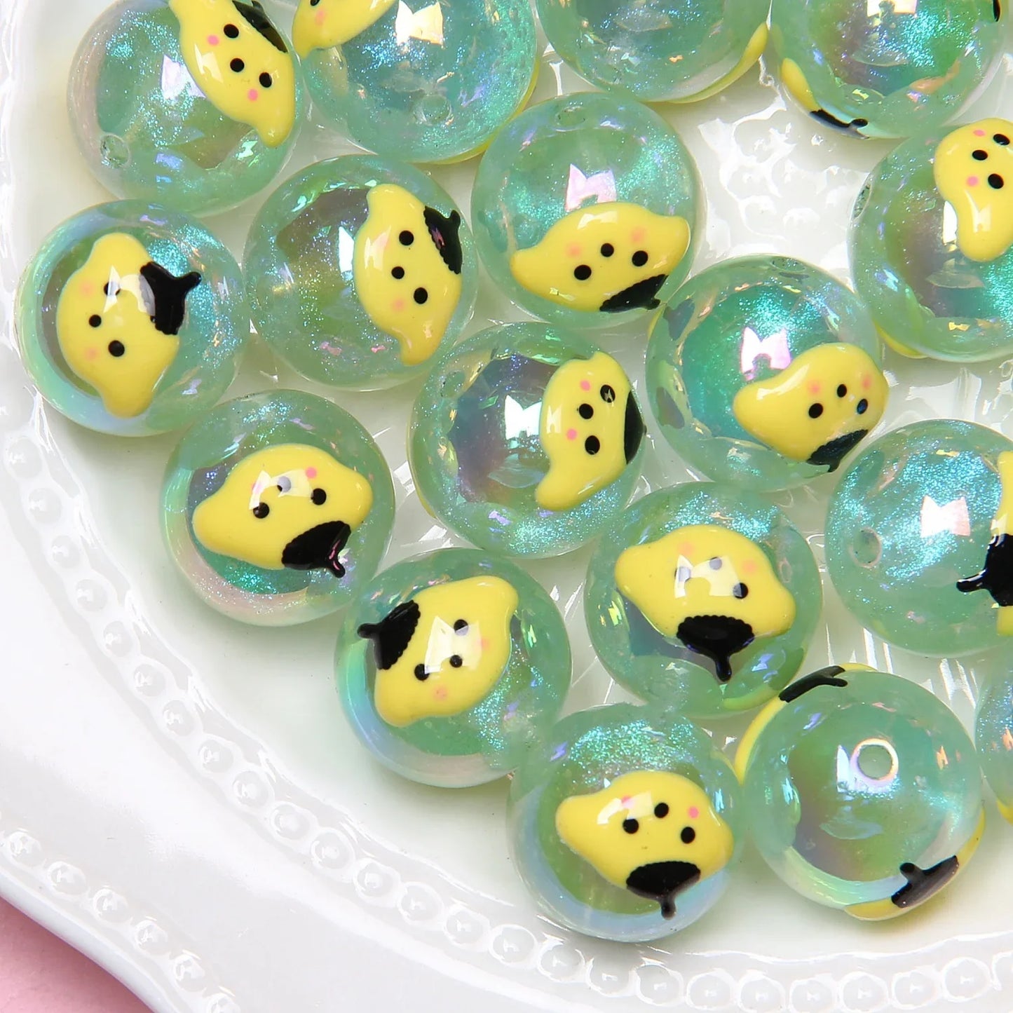 16MM Colorful Bear Hand-painted Beads Acrylic Beads