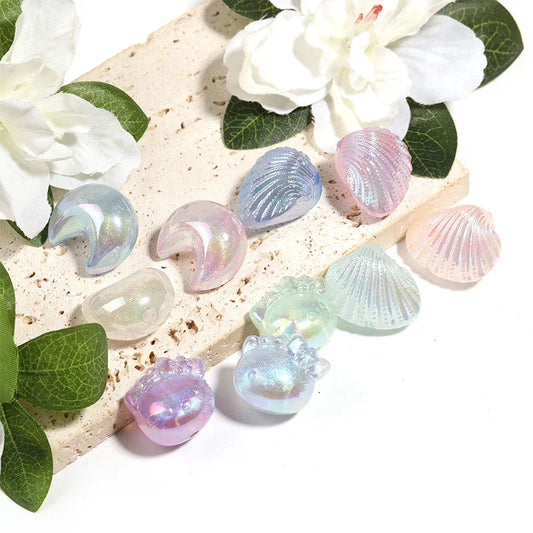 UV-plated Glitter KT Cat Beads Moon Shell Acrylic Beads