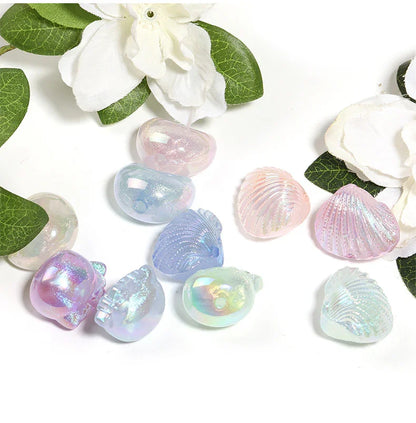UV-plated Glitter KT Cat Beads Moon Shell Acrylic Beads