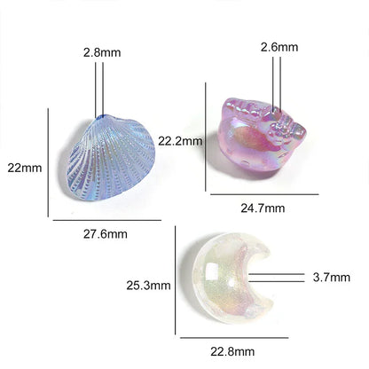 UV-plated Glitter KT Cat Beads Moon Shell Acrylic Beads