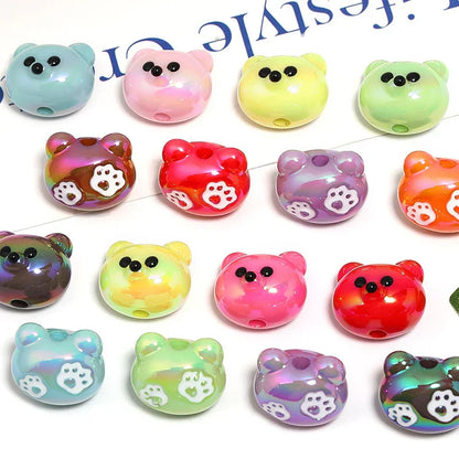 Solid Color Red Panda Beads UV Electroplated Acrylic Vertical Hole Beads
