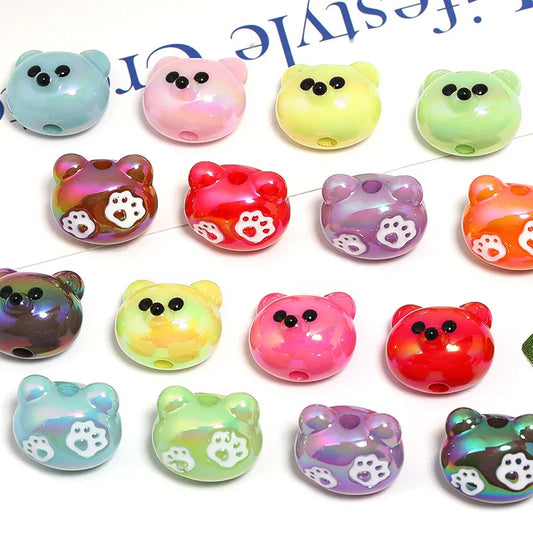 Solid Color Red Panda Beads UV Electroplated Acrylic Vertical Hole Beads