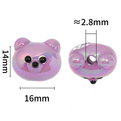 Solid Color Red Panda Beads UV Electroplated Acrylic Vertical Hole Beads