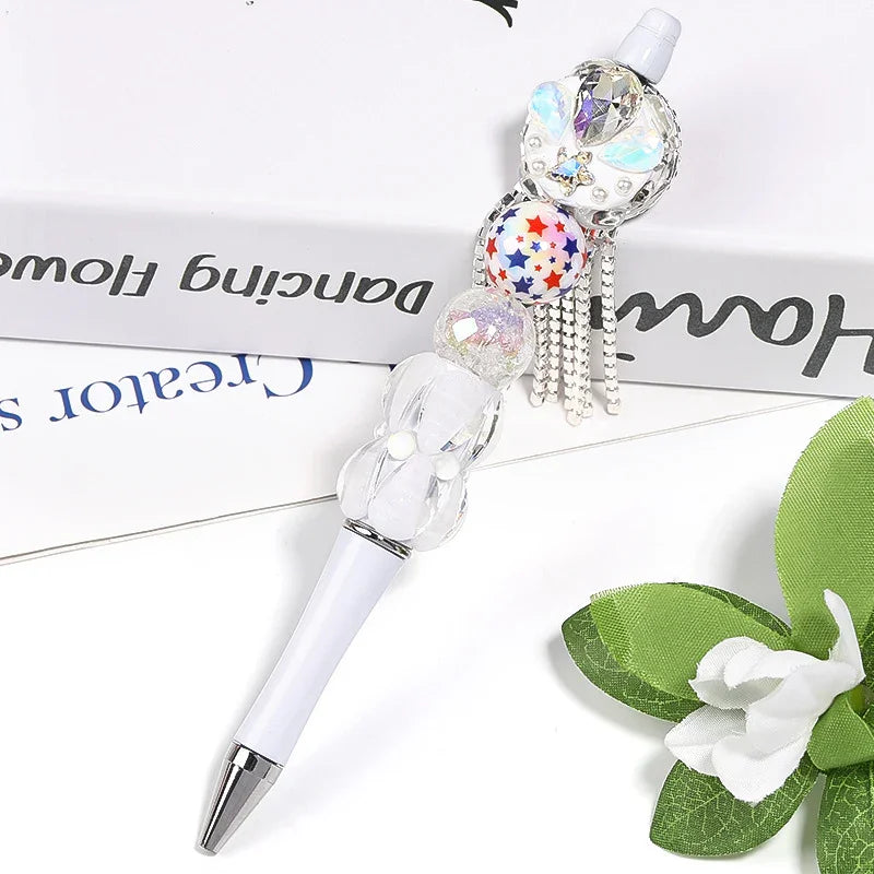 16MM UV-plated Five-pointed Star Printed Round Beads Acrylic Star Beads | DIY Sports Fan Bracelet & Keychain Craft Bead
