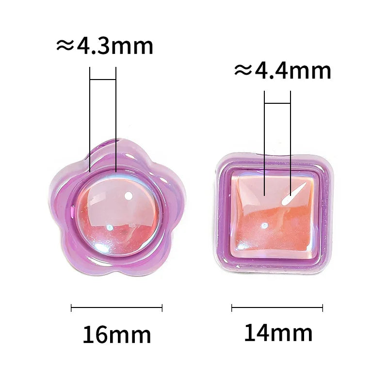 UV-plated Aurora Diamond Flower Beads Acrylic Square Loose Beads | DIY Sports Fan Bracelet & Keychain Craft Bead
