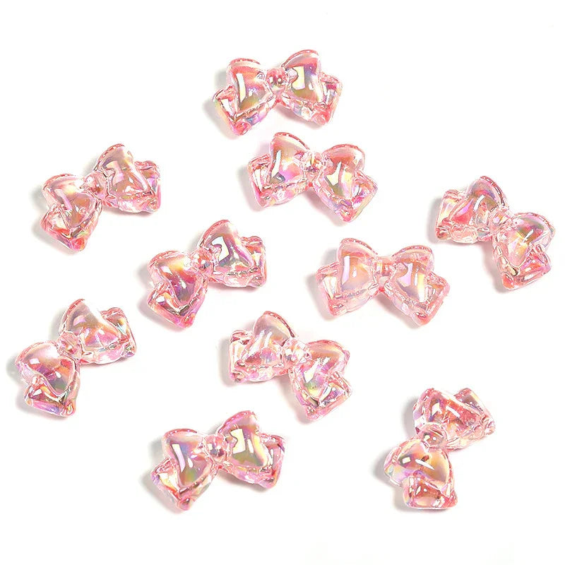 UV Electroplating Transparent Colorful Bow Beaded Double Layer Bow Tie Acrylic Beads