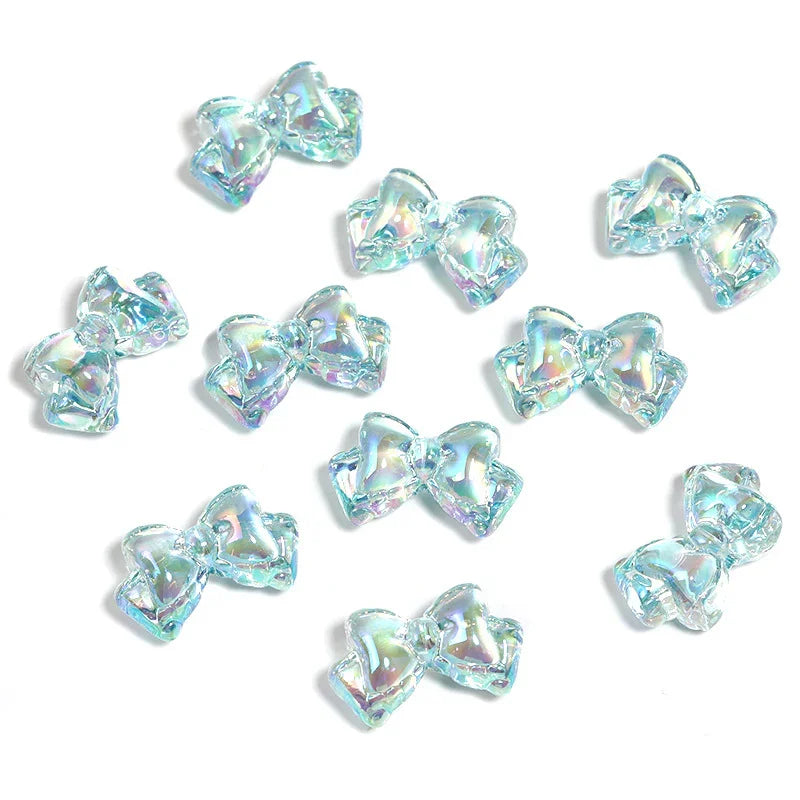 UV Electroplating Transparent Colorful Bow Beaded Double Layer Bow Tie Acrylic Beads