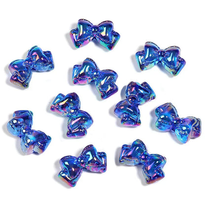 UV Electroplating Transparent Colorful Bow Beaded Double Layer Bow Tie Acrylic Beads