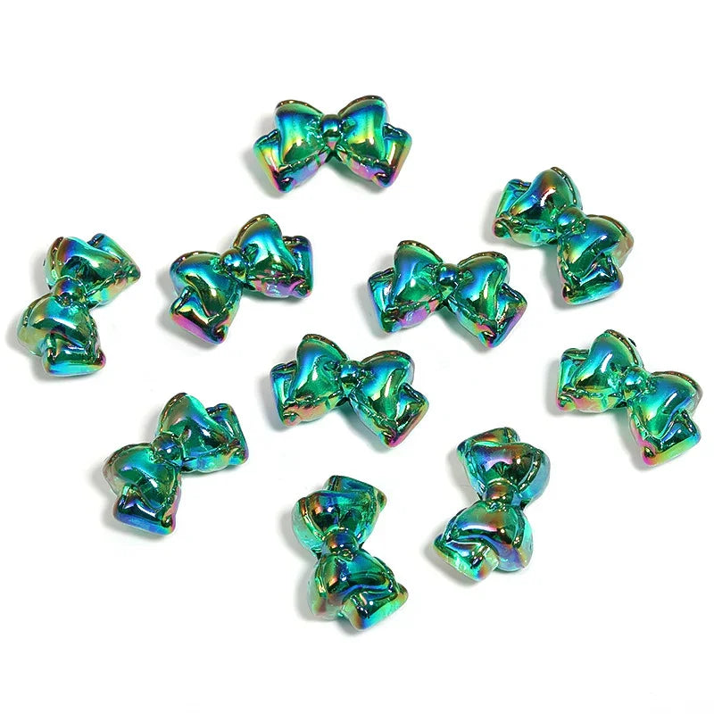 UV Electroplating Transparent Colorful Bow Beaded Double Layer Bow Tie Acrylic Beads