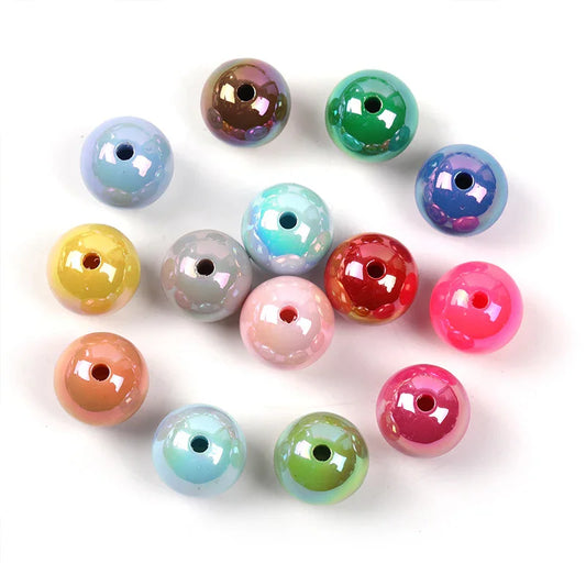 UV-plated Solid Color Round Beads 16mm Acrylic Beads