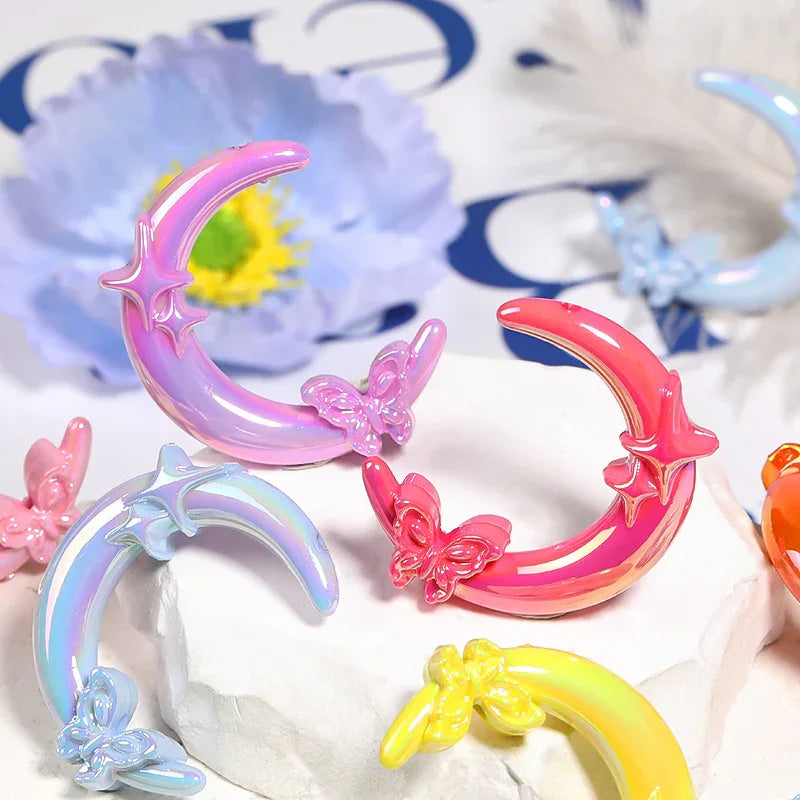 UV Coated Acrylic Butterfly Star Moon Vertical Hole Beads