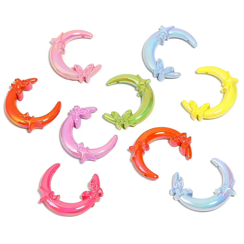UV Coated Acrylic Butterfly Star Moon Vertical Hole Beads | DIY Sports Fan Bracelet & Keychain Craft Bead