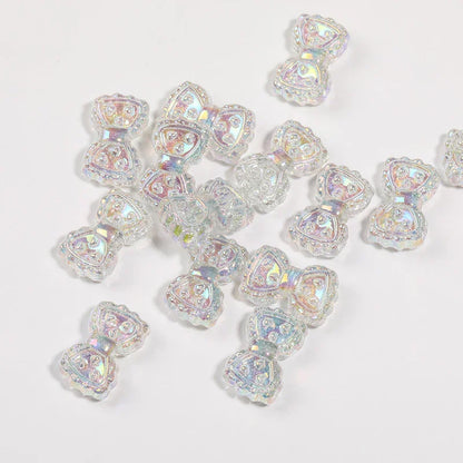 UV Electroplating Fine Glitter Heart Bow Beaded Acrylic Lace Bow Tie Beads