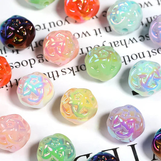 16MM  UV-coated Mabe Solid Color Yarn Balls Acrylic Beads