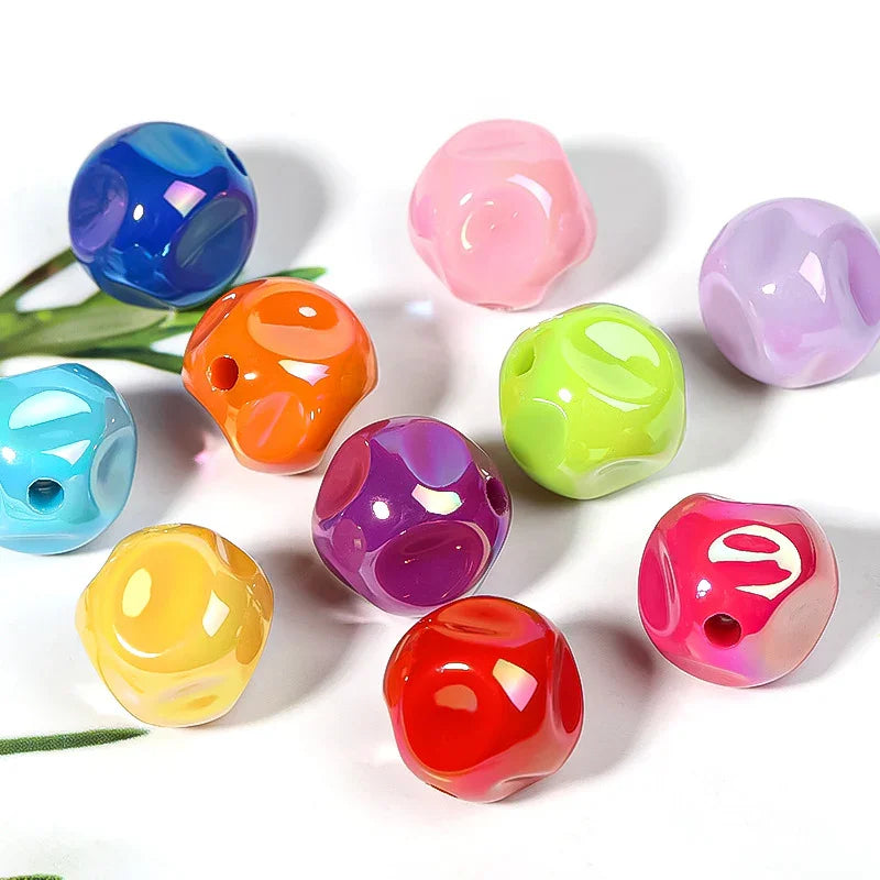 16MM Solid Color UV-plated Acrylic Beads Fig Through-hole Beads | DIY Sports Fan Bracelet & Keychain Craft Bead