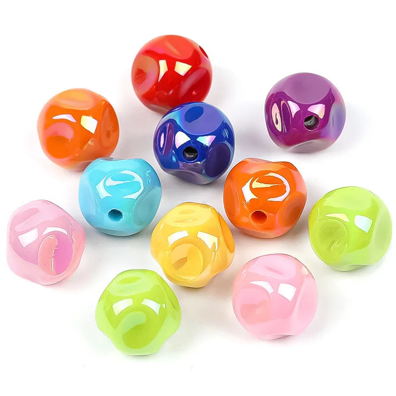16MM Solid Color UV-plated Acrylic Beads Fig Through-hole Beads | DIY Sports Fan Bracelet & Keychain Craft Bead