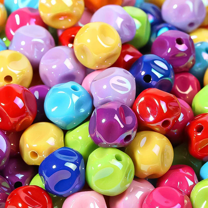 16MM Solid Color UV-plated Acrylic Beads Fig Through-hole Beads | DIY Sports Fan Bracelet & Keychain Craft Bead