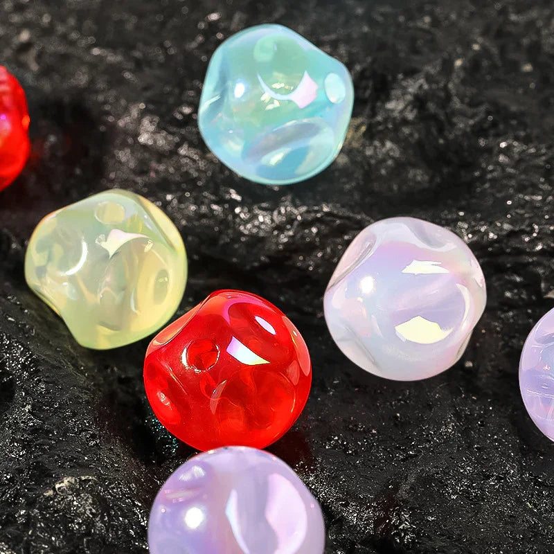 16MM Solid Color UV-plated Acrylic Beads Fig Through-hole Beads | DIY Sports Fan Bracelet & Keychain Craft Bead