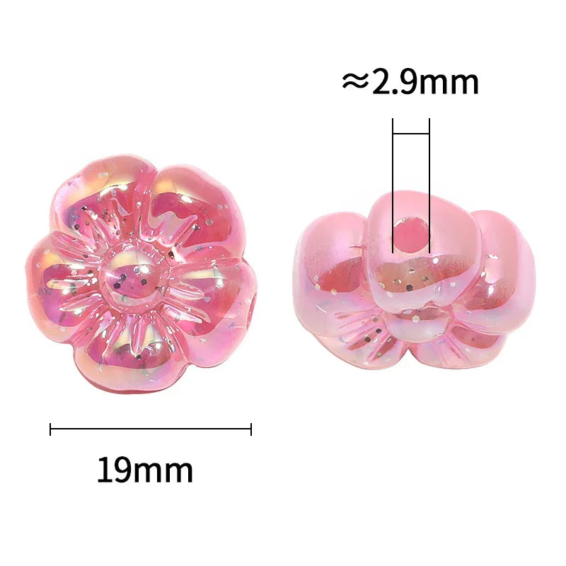 19MM Translucent Sequin Five-petal Flower Beads UV-plated Acrylic Flower | DIY Sports Fan Bracelet & Keychain Craft Bead
