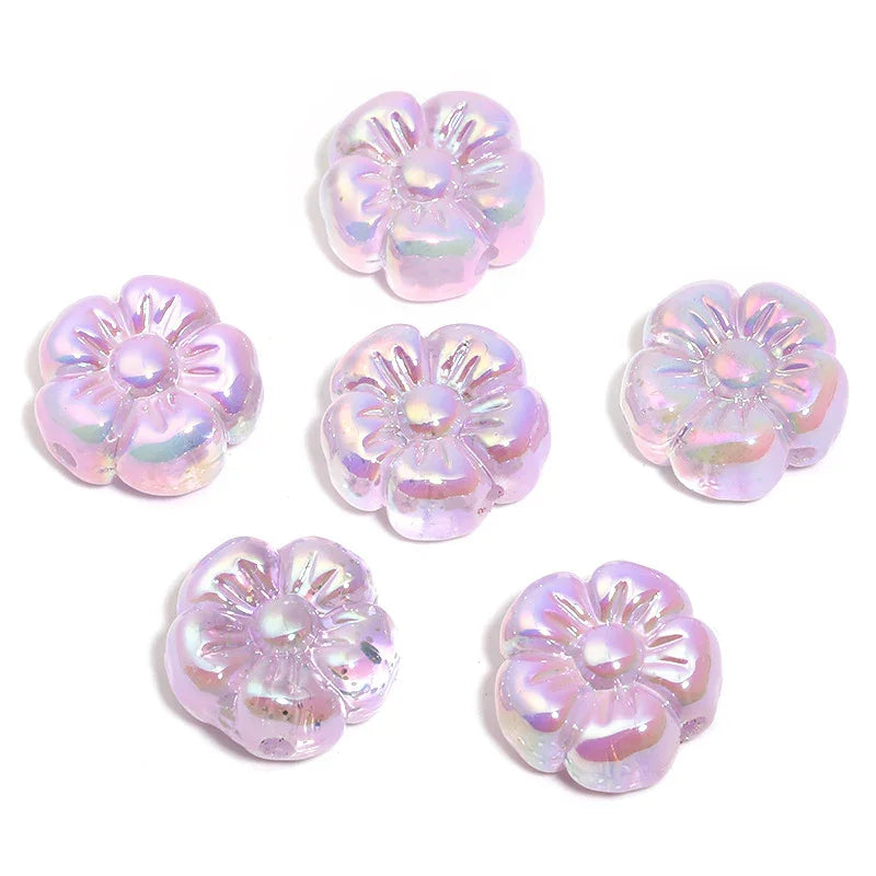 19MM Translucent Sequin Five-petal Flower Beads UV-plated Acrylic Flower | DIY Sports Fan Bracelet & Keychain Craft Bead