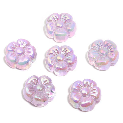 19MM Translucent Sequin Five-petal Flower Beads UV-plated Acrylic Flower Beads