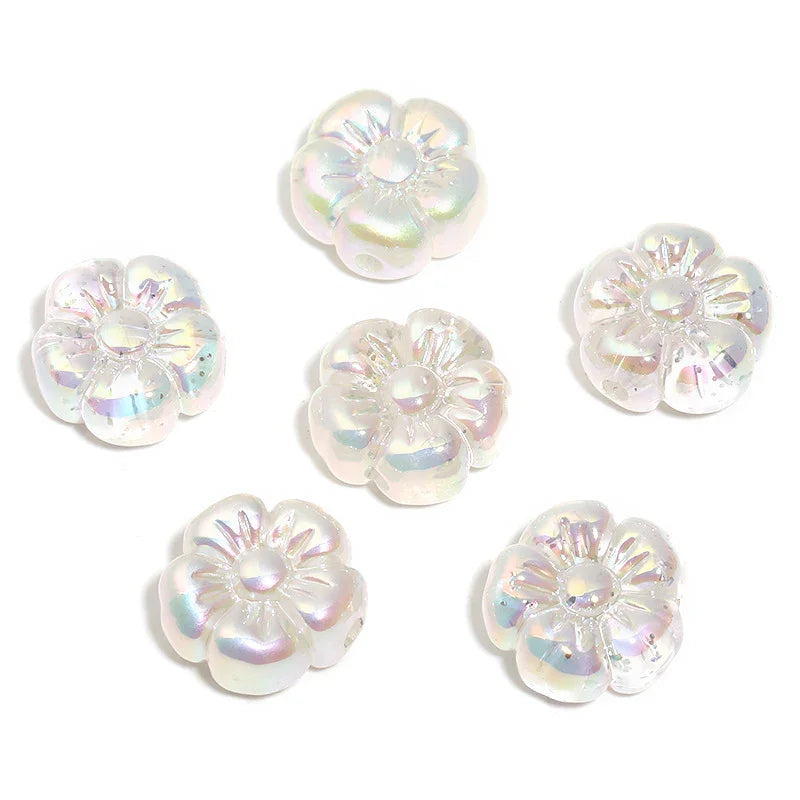 19MM Translucent Sequin Five-petal Flower Beads UV-plated Acrylic Flower | DIY Sports Fan Bracelet & Keychain Craft Bead