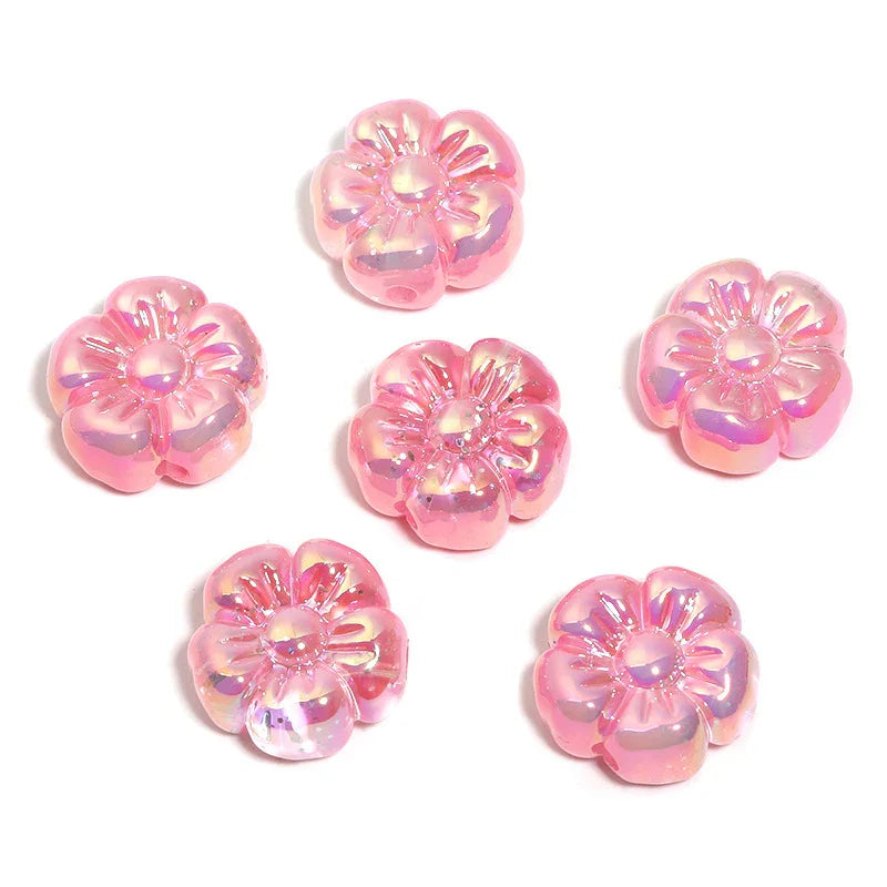 19MM Translucent Sequin Five-petal Flower Beads UV-plated Acrylic Flower | DIY Sports Fan Bracelet & Keychain Craft Bead
